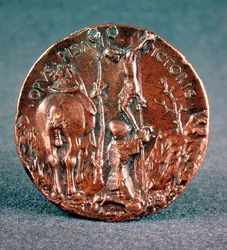 Médaille (revers) de Sigismondo Pandolfo Malatesta (1417-68), représentant la crucifixion, 1446